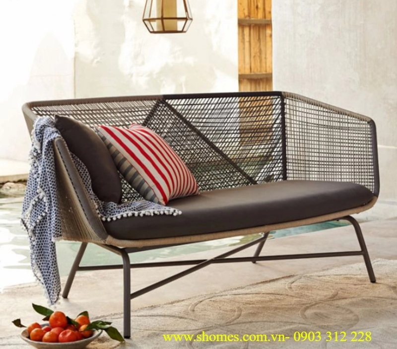 ban ghe sat son tinh dien 1 1176 - Bộ bàn nhôm đúc loại sofa giả mây